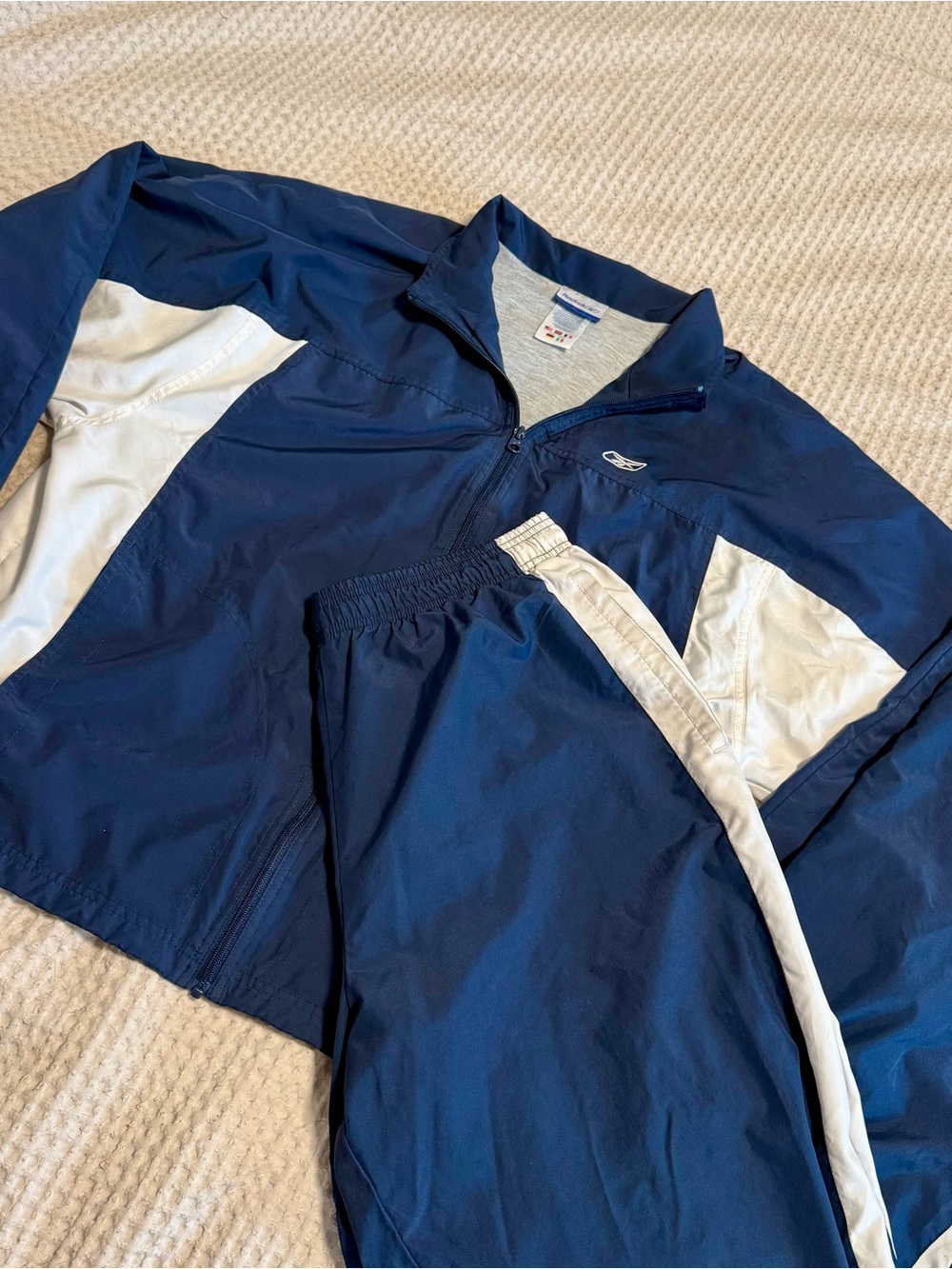 Vintage Reebok Y2K Navy & White Matching Tracksuit Set Men’s L